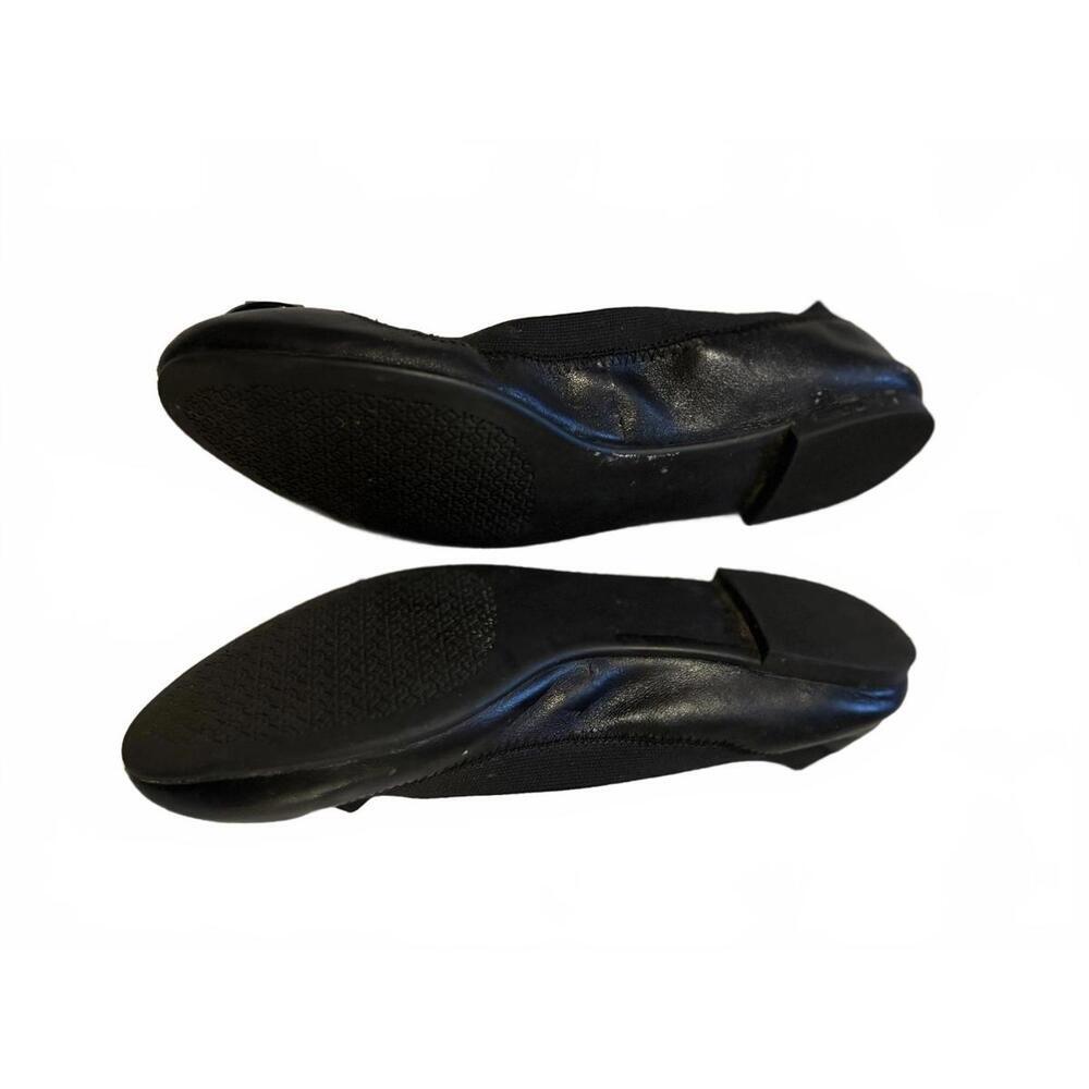 Tory Burch Black Leather Ballet Flats with Logo Accent sz 7 - Picture 3 of 8